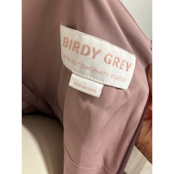 Birdy Grey Lydia Maxi Dress in Shiny Satin Dark Mauve. Size L - Picture 6 of 9